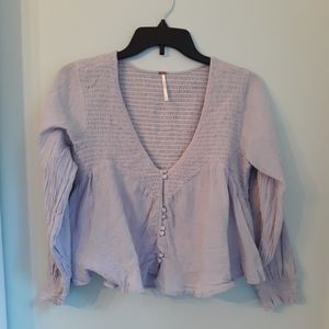 FREE PEOPLE Blue Gray Boho Blouse, Medium